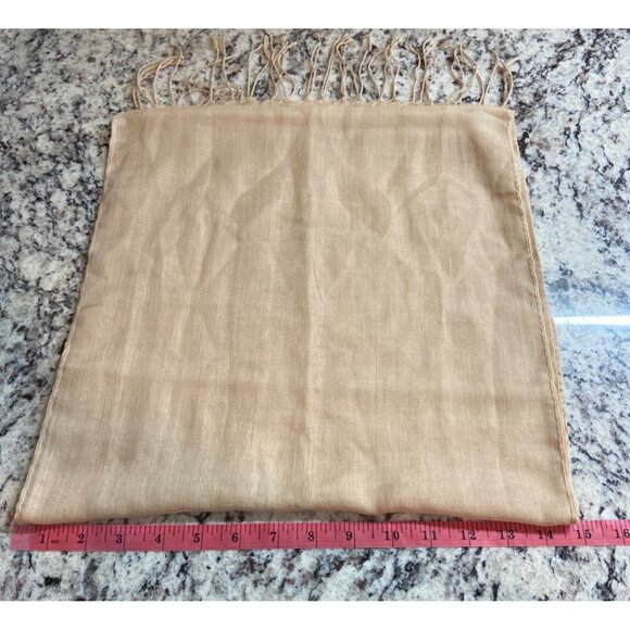 Womens Rectangle Scarf BeigeSheer Lightweight Fringe Boho - Picture 7 of 7